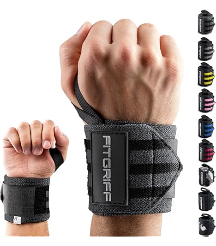 GORNATION Protège-Poignets, Bande Poignet Musculation, Power Wrist Wraps Pour Musculation, Crossfitness, Gym, Street Workout Et Sports De Force, Bandes De Poignet - 1 Paire, Noir