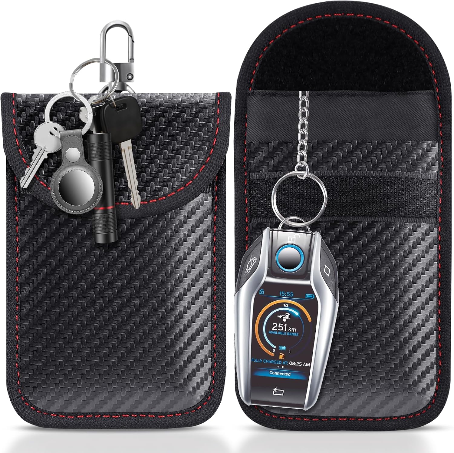 lanpard Faraday Pouch for car Keys, 2 Pack Faraday Bag, Key Signal Blocking Pouch, RFID Blocker for Keyless Entry Remote, Anti-Theft Remote Entry Keyless Protect Black,M