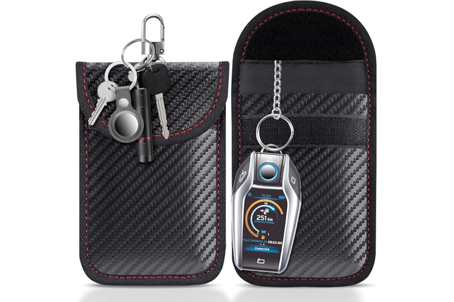 lanpard Faraday Pouch for car Keys,2 Pack Faraday Bag | Car Key Signal Blocking Pouch | Keyless Entry Car Keys Case | RFID Blocker Bag for Car Security | Anti-Theft Remote Entry Keyless Protect(M)
