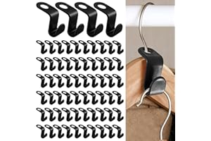 62 Pièces Crochet de Connexion de Cintre, Mini Cintres en Cascade Organisateur pour la Penderie Super pour un gain de place dans son dressing (Noir)