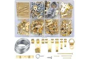 XKQYX 300 Pcs Picture Hanging Hooks Kit, Wall Picture Hanging Hooks Set, Heavy Duty Picture Hangers with Nails, Picture Hanging Wire, D Ring, for Wall Pictures Frames Photoes Hanging Hooks