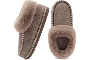 KuaiLu Zapatillas Casa Mujer Peluche Piel Forradas Pantuflas Caliente Invierno Cerradas Comodas Memory Foam Dormitorio Zapatos Antideslizante Suela