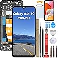 YHX-OU 6.6 Inch Black + Frame LCD Display for Samsung Galaxy A14 4G SM-A145P SM-A145R SM-A145RZSUEUB LCD Display Touch Screen Replacement Screen Glass Assembly with Tools + 1 x Screen Protector