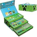 Minecraft Valigetta Colori, Kit di Pittura Bambini 40+ pzs con Pennarelli e Matite Colorate