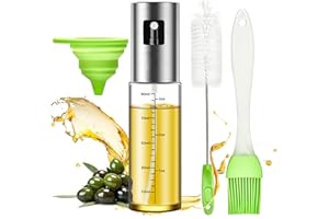 ELIRIVAWET Pulverizador Aceite, 100ml Spray Aceite Cocina Dispensador de Aceite de Oliva para Cocinar, Ensalada, Hornear Pan, BBQ, con Cepillo de Aceite, Embudo y Pincel