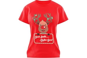 Love My Fashions Women Merry Christmas T-Shirt - Novelty Funny Xmas Top with Snowman, Santa & Reindeer Prints, Crew Neck, Short Sleeve Shirt for Women