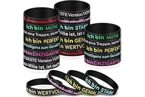 Aoriher 24 Stück Motivationsarmbänder auf Deutsch 20,3 cm Inspirierende Silikon Armbänder mit Positiven Sprüchen Motivierendes Silikonarmband Mutmacher Geschenk für Kollegen Teenager Party