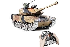 SUPDEX RC Tank 1:18 German Leopard II, 2.4GHz Remote Control Tank with Metal Tracks, Military Model That Fires BB Projectiles, Realistic Smoke, Sound, Recoil, Lights, Army RC Toy Gift for Kids and Adults