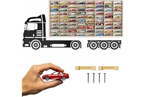 ART TWIST HOME Hot Wheels Storage | Wooden Display Shelves with 80 Compartments | Wall Display Cabinet 78,5cm x 40cm x 4cm for Collectables Model Car or Mini Figure (LKW K02)