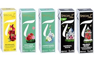 SPECIAL.T BY NESTLÉ Special T Set de capsules (50) - Red romance, Rose amour, Fleurs de Jasmin, Darjeeling (Bio) & Délices de fruits rouges - 10 capsules par paquet - pour machine Nestlé
