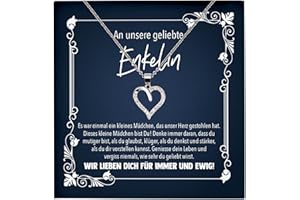22Feels Echt Silber 925 - Originelle Schmucksets für Enkelinnen - Herz Halsketten mit Botschaftskarten Made In Germany