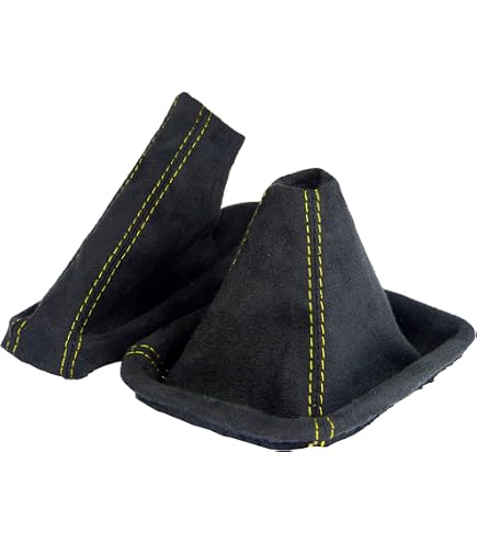 Funda Para Palanca Y Freno De Mano – Piel Sintética Negra Con Costuras Azules