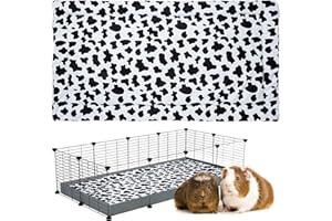 Kavee Fleece Liner - Thick Plush Bedding for Guinea Pig Cages & Rabbit Cage - Machine Washable, Odor-Resistant, Soft Comfort Layer - Safe Alternative to Traditional Pet Bedding - Cow 150x78cm