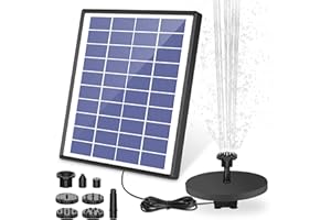 AISITIN Pompe solaire de fontaine 6,5 W, panneau avec batterie auxiliaire, pompe à eau solaire pour fontaine flottante, 6 buses, pour bain d'oiseaux, aquarium, étang, décoration de jardin