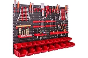 BOTLE System porządkowania na ścianie, 115 x 78 cm, uchwyt na narzędzia, 23-częściowy, modułowy regał do przechowywania narzędzi z pudełkami do przechowywania