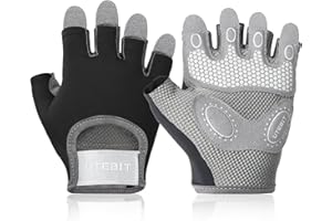 UTEBIT Gants de Fitness, Gants Musculation Respirants pour Homme et Femme avec Soutien au Poignet Protection de la Paume pour Vélo, VTT, Entraînements, Gym, Gymnastique, Halterophilie