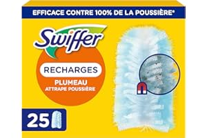 Swiffer Duster Plumeau Recharges, 25 Unités, Capture Poussière, Saleté, Poils et Allergènes, Efficace Contre 99.9% des Poussières, Même dans Les Coins Difficiles, Rapide et Efficace