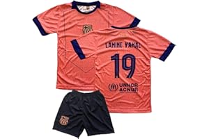 IHIMI Lamine Yamal Barcelona #19 dziecięca koszulka piłkarska, różowa 2025-26, koszulka dziecięca ze szortami, sportowa koszulka treningowa, koszulka piłkarska (4-13 lat)