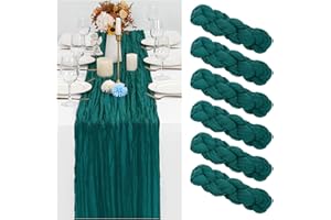 SHOWGEOUS 6 Pack Teal Cheesecloth Table Runner Gauze Tablecloth 90 x 300cm Long Semi-Sheer Table Runner Boho or Rustic Wedding Table Decor for Wedding Decor Arch Draping Bridal Shower Holiday Party