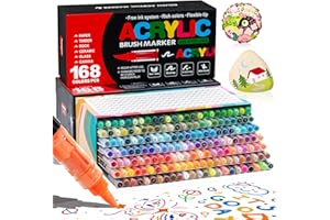 WOGOPRO 168 Couleurs Feutre Acrylique, Marqueur Acrylique, Liquide Direct Acrylic Paint Marker, Stylo Acrylic pour Coloriage, Calligraphie, Bois, Pierre, Toile, Céramique