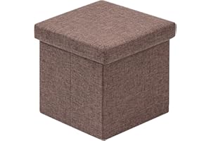 Bonlife Baúl Polipiel Cajas de Almacenaje Mesas Plegables Pequeñas Apoya Pies Oficina Banquetas para Dormitorio Sofas de Salon (Marrón-1)