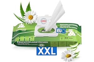 Harmony Care Lot de 80 lingettes humides pour adultes de soins quotidiens XXL extra épais avec des extraits doux pour la peau pour les soins intimes sans alcool et parabens