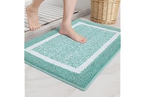COLOR&GEOMETRY Color G Tapis de Bain Antidérapant, Tapis Salle de Bain Moelleux en Microfibre, Tapis de Douche Absorbant Lavable en Machine, 50 x 75 cm, Vert