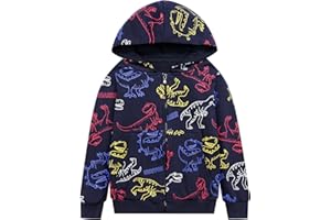 Codkkre Kapuzenjacke Jungen Sweatjacke Kinder Jungs Zip Up Hoodie Jungen Dino Kapuzenpullover mit Reißverschluss 2-11 Jahre