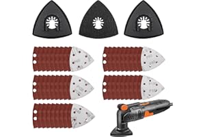 KLAIMBMO 53 pezzi kit levigatura oscillante, Piastra di Levigatura a Delta, Piastra di Levigatura Utensile Multifunzione, Utensile Multifunzione Accessori, Piastra di Levigatura Utensile Multifunzione (93mm)