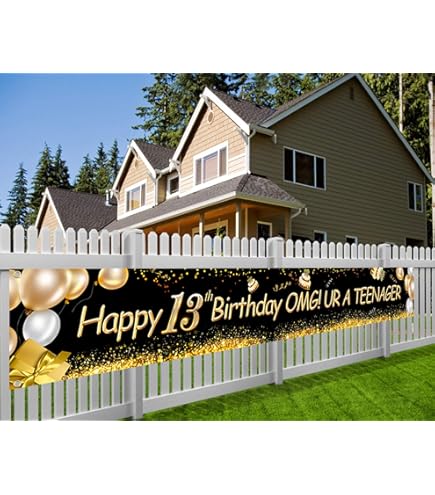 Decorazioni per il 13° compleanno, cartelli stampabili in oro