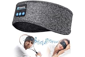 KSALUX - Bandeau Bluetooth 4 en 1 | Écouteurs Ultra-Fins HD Stéréo | Sommeil et Sport | 10-14h Autonomie | Confort Respirant et Lavable | Microphone Intégré, Noir, 1 unité (bandeau bluetooth)