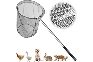 Uross Heavy Duty Detachable Animal Control Catch Net Pole Tool, Extends to 210CM, Net Depth 55CM for Dog Shoat Goat Cat Boar Hog Pig Racoon Possum Skunk Goose Chickens Pigeon Large Fishing Net