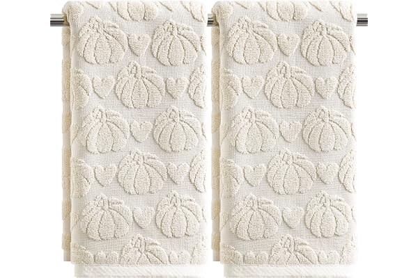 Artoid Mode 2 st beige 3D hjärta pumpa jacquard höst handdukar 35 x 75 cm