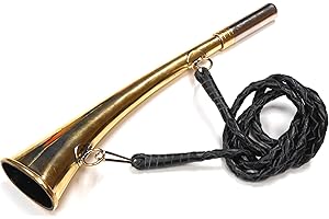 STARLINGUKPK Corneta de calidad, corneta de caza, corneta de soplo Con trenzado a base de cuero auténtico, Large