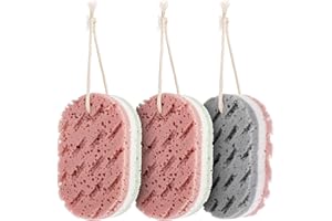 Dimeho 3 szt. Miękka Gąbka do Kąpieli dla Kobiet - Delikatna Luffa Szczotka do Ciała Prysznicowa z Głębokim Oczyszczaniem - Akcesoria Łazienkowe