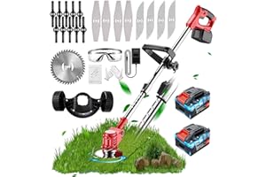 WRNEAOCH Metal Blade Cordless Strimmer 21v Grass Trimmers 27 Blades 15cm Cutting Diameter Cordless Strimmer Retractable Handle For Lawn Garden