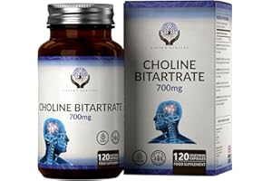 EARTH'S NURTURE EN Choline | 120 Gelules de Choline Bitartrate Supplément - 700mg par Portion | Bitartrate de Choline | Sans OGM, Sans Gluten et Sans Allergène | Fabriqué au Royaume-Uni