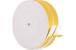 KAPOOSY Weather Stripping Door Seal, 25mm W X 3mm T Adhesive Foam Tape, Window Door Draught Excluder Air Conditioner Gasket Foam Tape, Total Length 10M (2 Rolls)