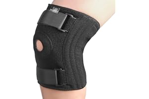 YELOUMISS Knee Support with Side Stabilizers Plus Size Knee Brace Adjustable Compression Knee Support with Straps for Arthritis, Injury Recovery Running Weightlifting Unisex Single (5XL-6XL, Black)
