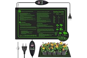 YushengTai Heizmatte Pflanzen, 52 x 25cm Heizmatte mit Thermostat und Temperatur-Regulierung, Schnelle Erwärmung IP67 Wasserdicht Pflanzenheizung