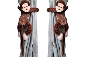 IEASEY Niedlichem AFFE Vorhang Raffhalter Vorhang Clips Binder Plüsch Gardinen Raffhalter Fenster-Holdbacks Gardinenhalter für Baby Kinderzimmer Dschungel Schlafzimmer Dekorative Raffhalter Heimdekoration