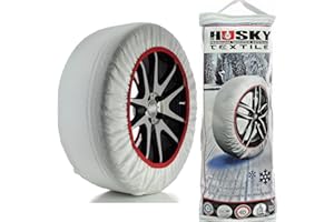 UNKNOWN Sumex Husky Textile Winter Car Wheel Ice, Frost & Snow Chain Socks for 18" Tyres - RED & WHITE (225/55 R18)