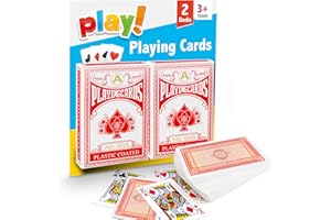 SOL 2pk Playing Cards, Standard UK Deck for Kids or Adults, Plastic Play Multi pack, Waterproof Poker Gift Set, Premium, Lightweight, Cool Design for Fun Game Nights, Travel and Entertainment