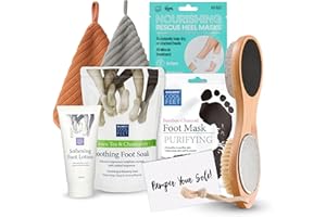 INFINITE EMBLEMS Foot Care Kit with Towels, Scrub, Heel Mask, Lotion, Soak & Foot Mask – Luxury Pampering Gift Set for Relaxation