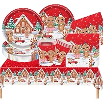 60 Assiettes En Carton De Noël – Motifs Père Noël, Bonhomme De Neige, Pain D’épice Pour Fêtes D’hiver
