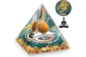 ‎HUIJUKEJI HuiJuKeJi Orgonit Pyramide Skorpion Heilstein Sternzeichen Geschenke – 12 Konstellationen & Tigerauge Stein für Astrologie Energie heilung Reiki Chakra Meditations Spirituelle deko 6cm – Skorpion
