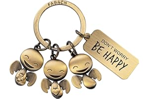 FABACH Llavero con diseño de ángel de la guarda con grabado, diseño de ángel de la suerte, amuleto de la suerte, motivación - Don't Worry be Happy