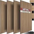 tectake® Lot de 4 Panneaux Acoustiques muraux et pour plafond, Panneaux acoustiques en Bois MDF, Feutre insonorisant, Panneau Mural decoratif pour Isolation phonique Chambre, Bureau, Studio de musique