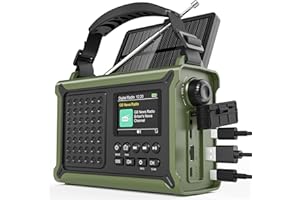 ROXICOSLY Kurbelradio, DAB/DAB+/UKW Notfallradio, mit 12000mAh Akku & 8500mm² Solarpanel & 650mA Handkurbel, Dynamo Solar Radio mit Bluetooth 5.0, Als Taschenlampe & Ladegerät, USB, Für Camping, Notfall(Grün)