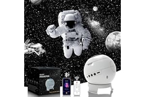 MERTTURM Projektor Planetarium Galaktyki, HD Projektor Gwiazd z 8 Wymiennymi Szkłami (nie blakną), Regulowaną Ogniskową, Timerem, Głośnikiem Bluetooth i Białym Szumem